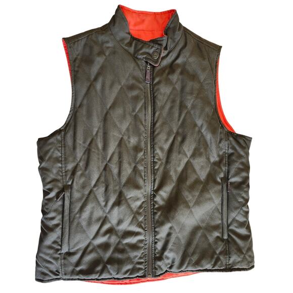 Vintage Ralph Lauren Large Reversible Green/Orange Hunting Utility Vest Quilted - Picture 1 of 9